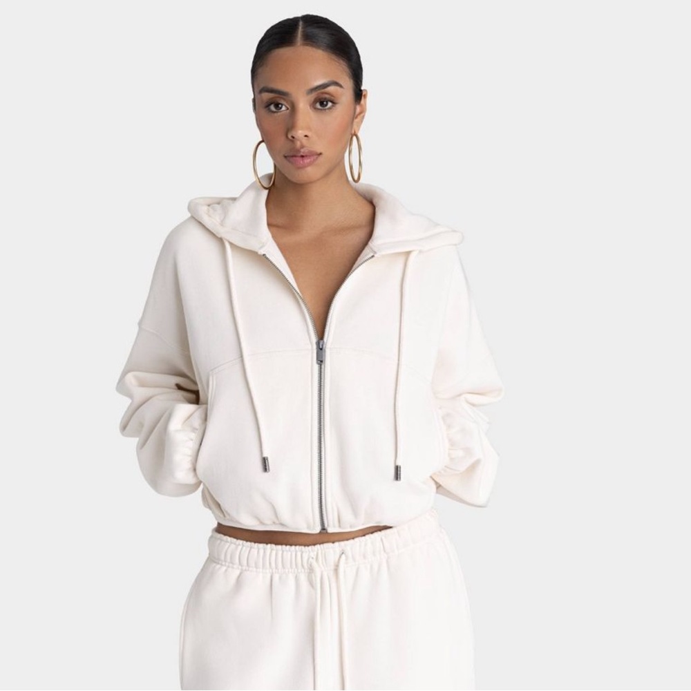 KBB by KAHLANA Women's 'The Zip-Up Hoodie' Cream NWT